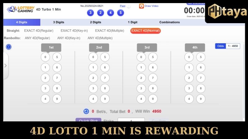 4D Lotto 1 min is PHTAYA rewarding