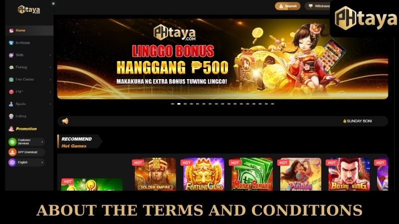 About the terms and conditions PHTAYA