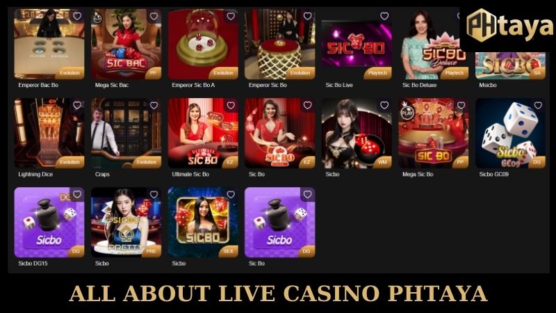All about live casino PHTAYA