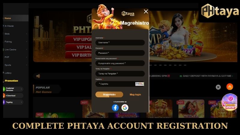 Complete PHtaya account registration