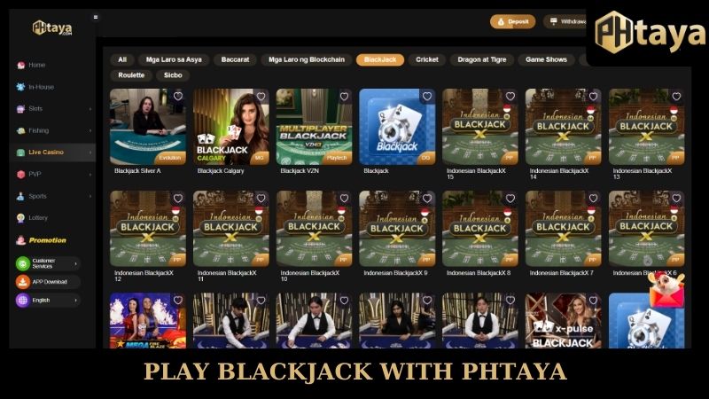 Play blackjack with PHTAYA