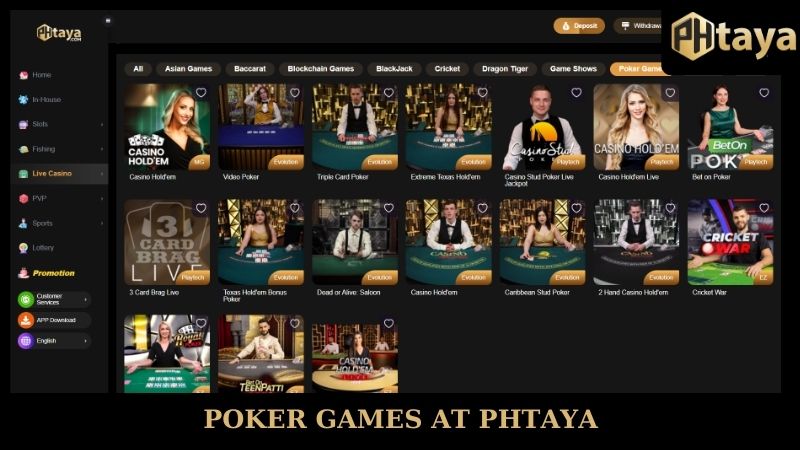 Poker games at PHTAYA